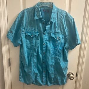 Teal colored Mustang button up shirt